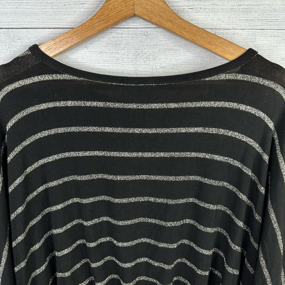 LNA Womens size XS Lily Long Sleeve Sparkle Metallic Striped Cropped Blouse Top - Picture 6 of 9